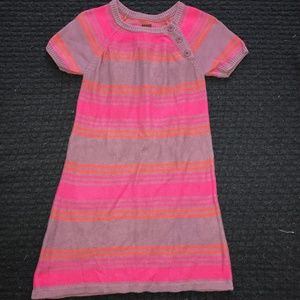 Tea Kids Striped Sweater Dress with Button Details